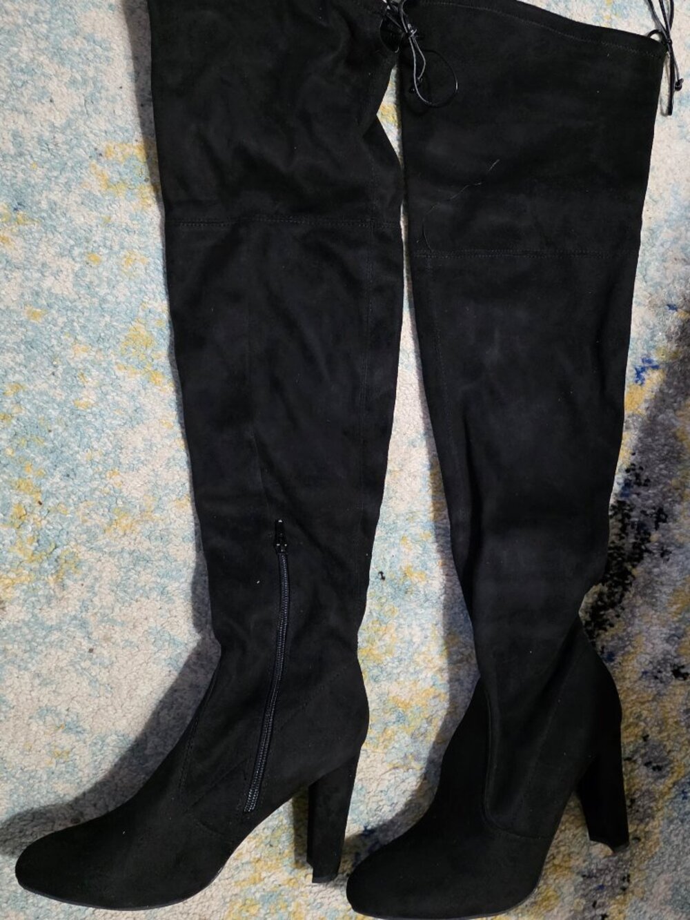 Black Suede Over-the-Knee Thigh High Heeled Boots